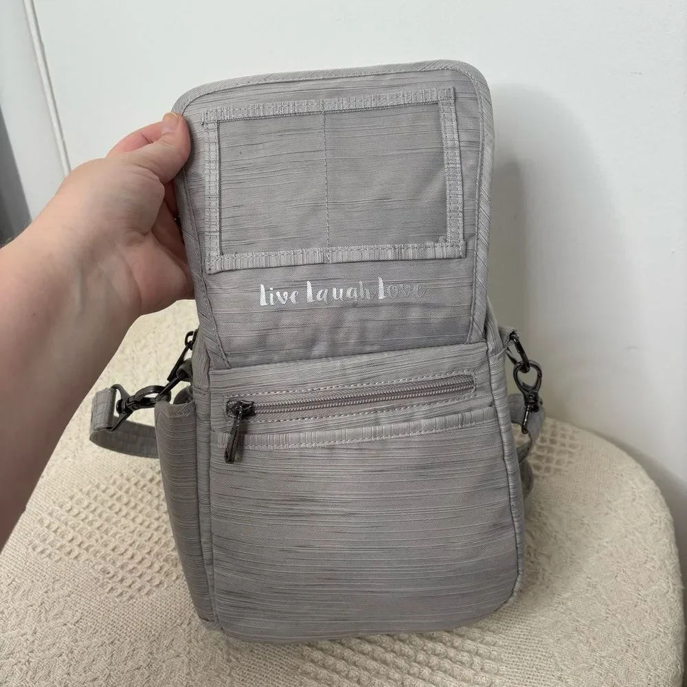 Lug RFID Flapper Convertible Crossbody Bag Gray Lightweight Travel Belt
